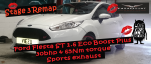White Ford Fiesta modified stage 3 tuning