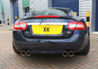 Jaguar XKR with 4 exhaust tips parked outside