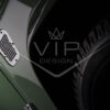 Photo showing wheel arch of a land rover defender with the paramount vip design logo overlay