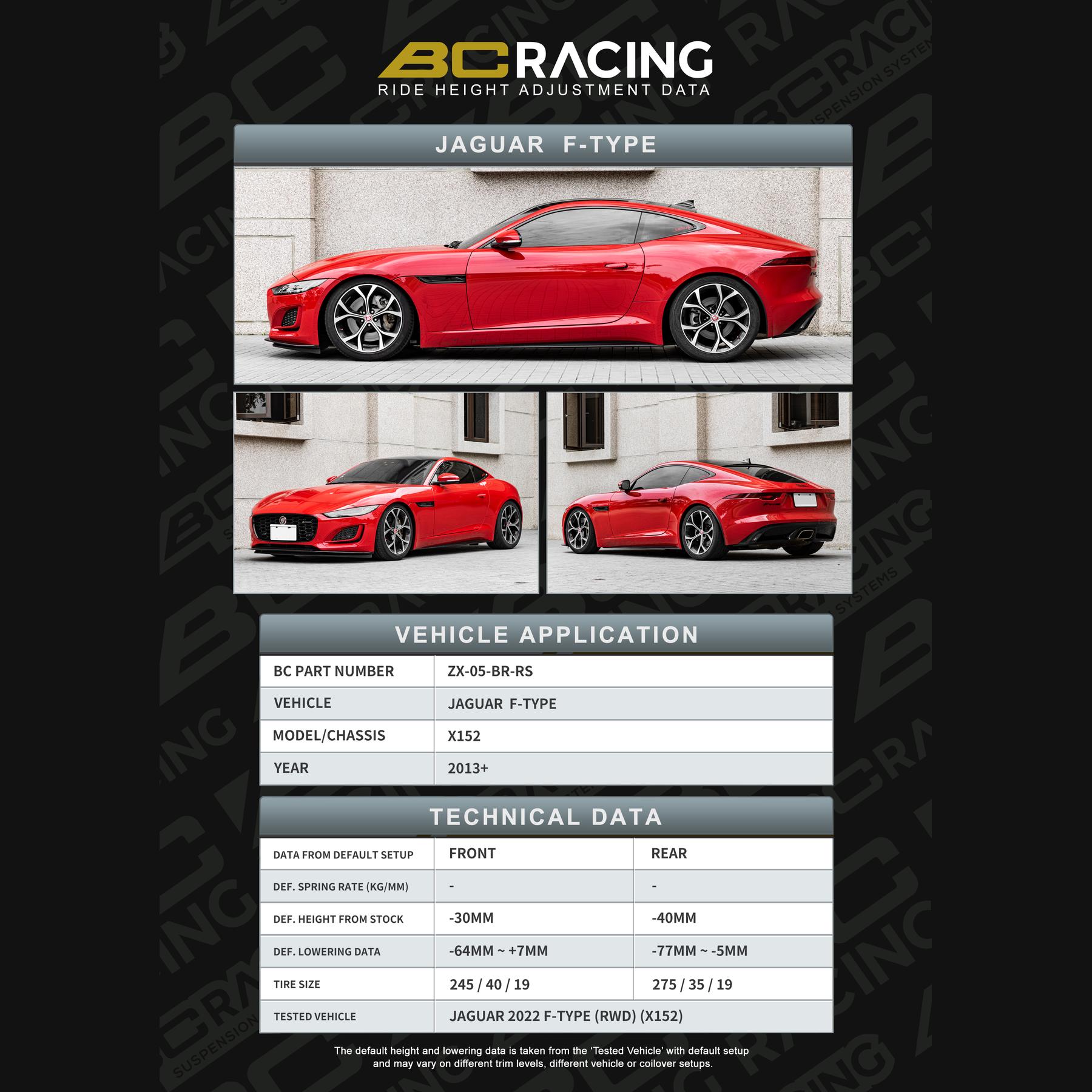 Zx 05 br rs jaguar f type rwd vehicle lowering data zx 05 br rs
