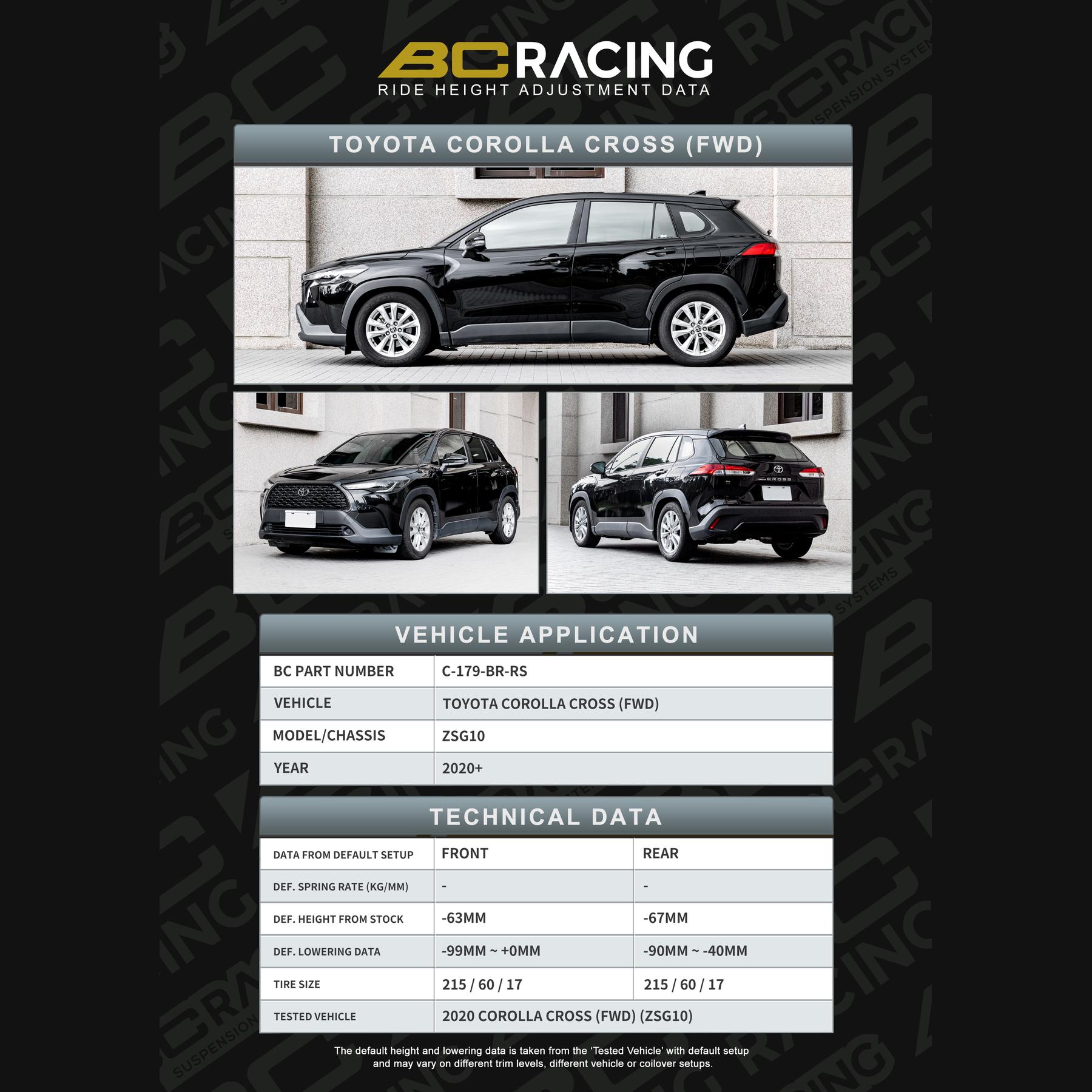 C 179 br rs toyota corolla cross vehicle lowering data c 179 br rs