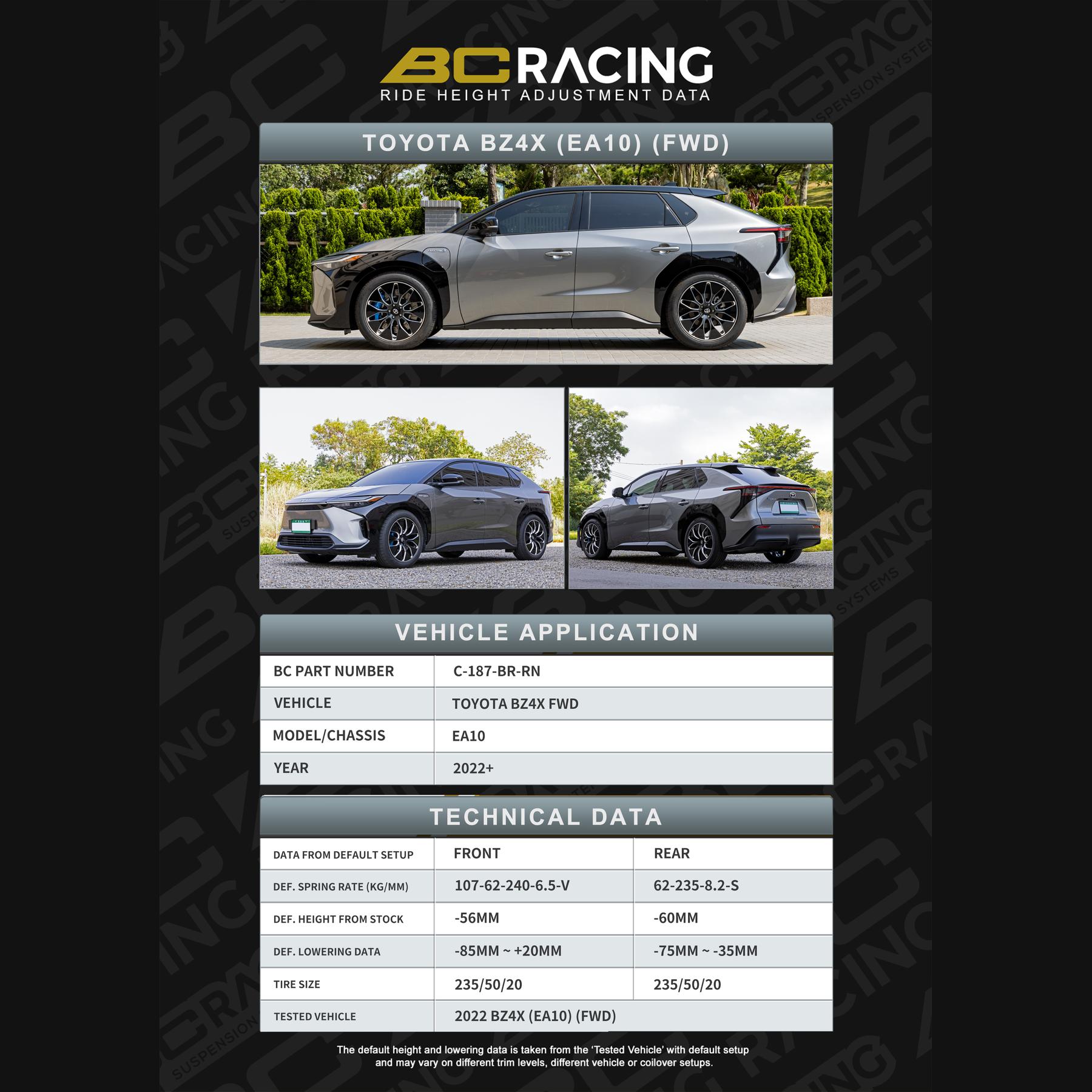 C 187 br rn toyota bz4x fwd vehicle lowering data c 187 br rn
