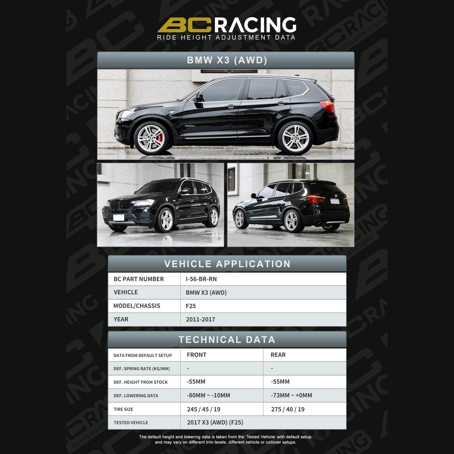 I 56 br rn bmw x3 awd vehicle lowering data i 56 br rn