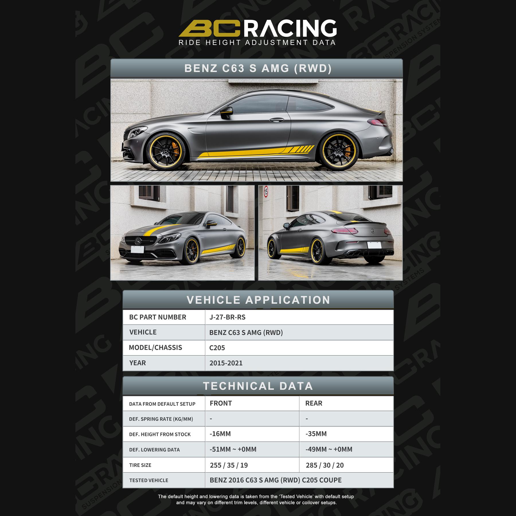 J 27 br rs mercedes c63 s amg rwd vehicle lowering data j 27 br rs