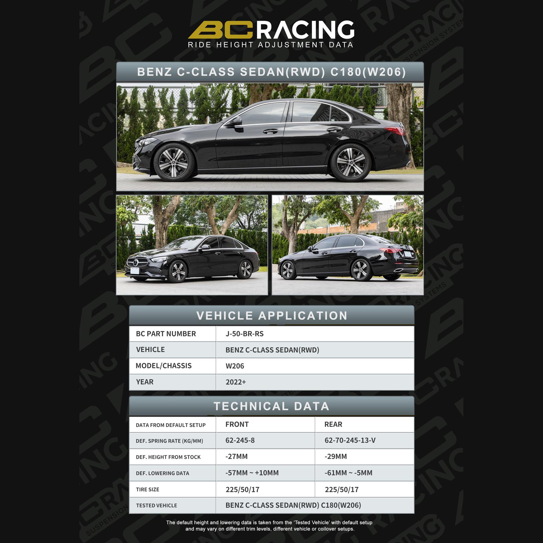 J 50 br rs mercedes c class sedan rwd vehicle lowering data j 50 br rs