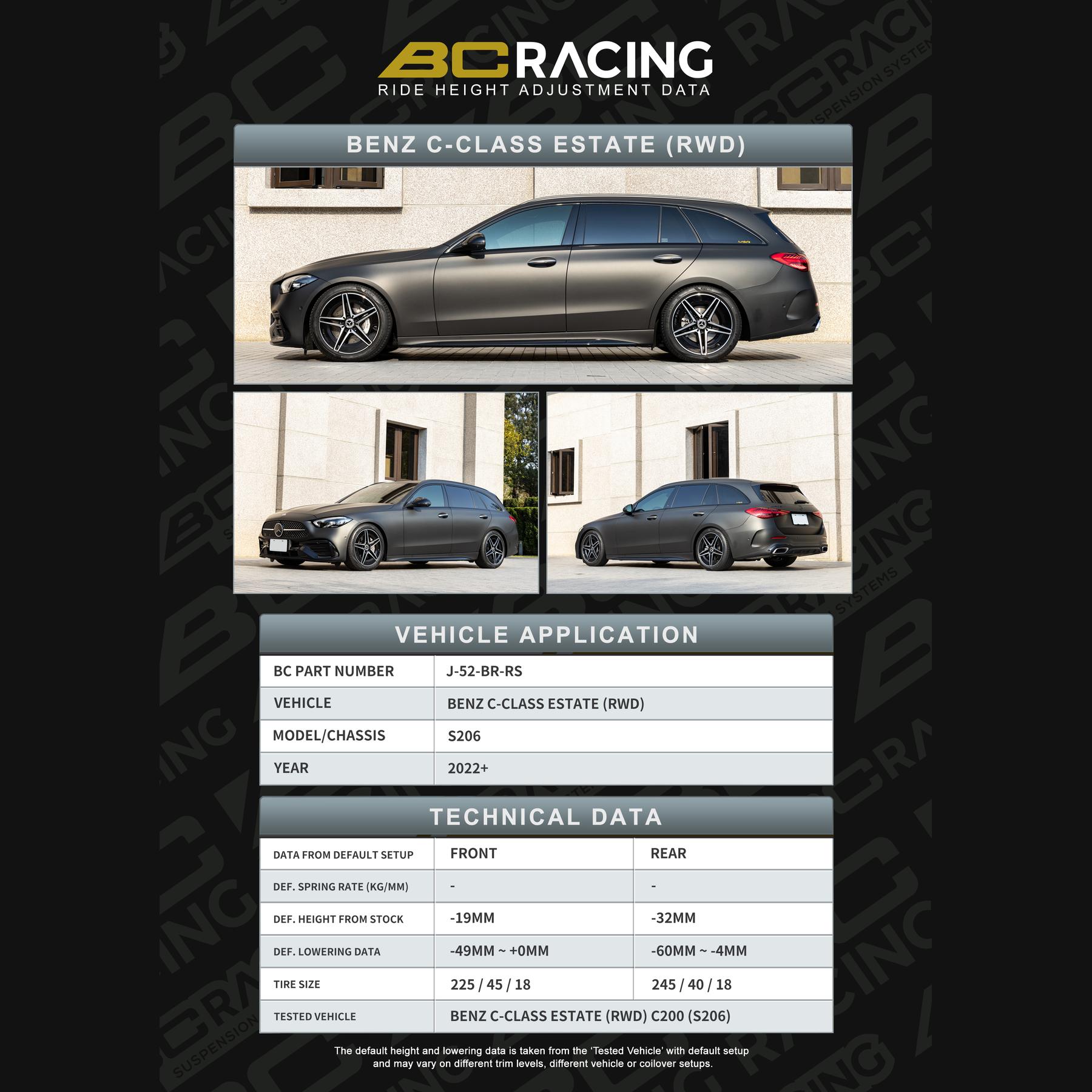 J 52 br rs mercedes c class estate rwd vehicle lowering data j 52 br rs