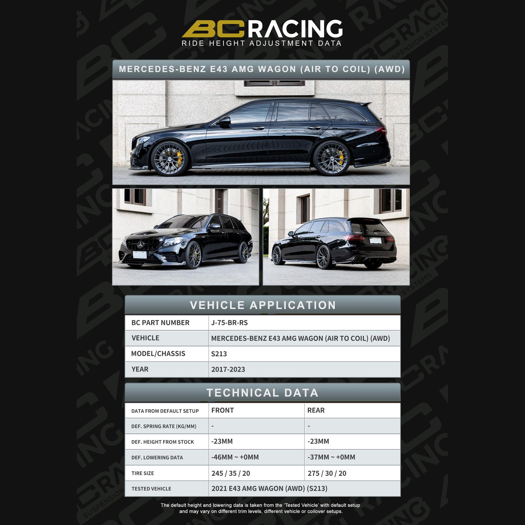 J 75 br rs data mercedes e43 amg wagon air to coil awd vehicle lowering data j 75 br rs