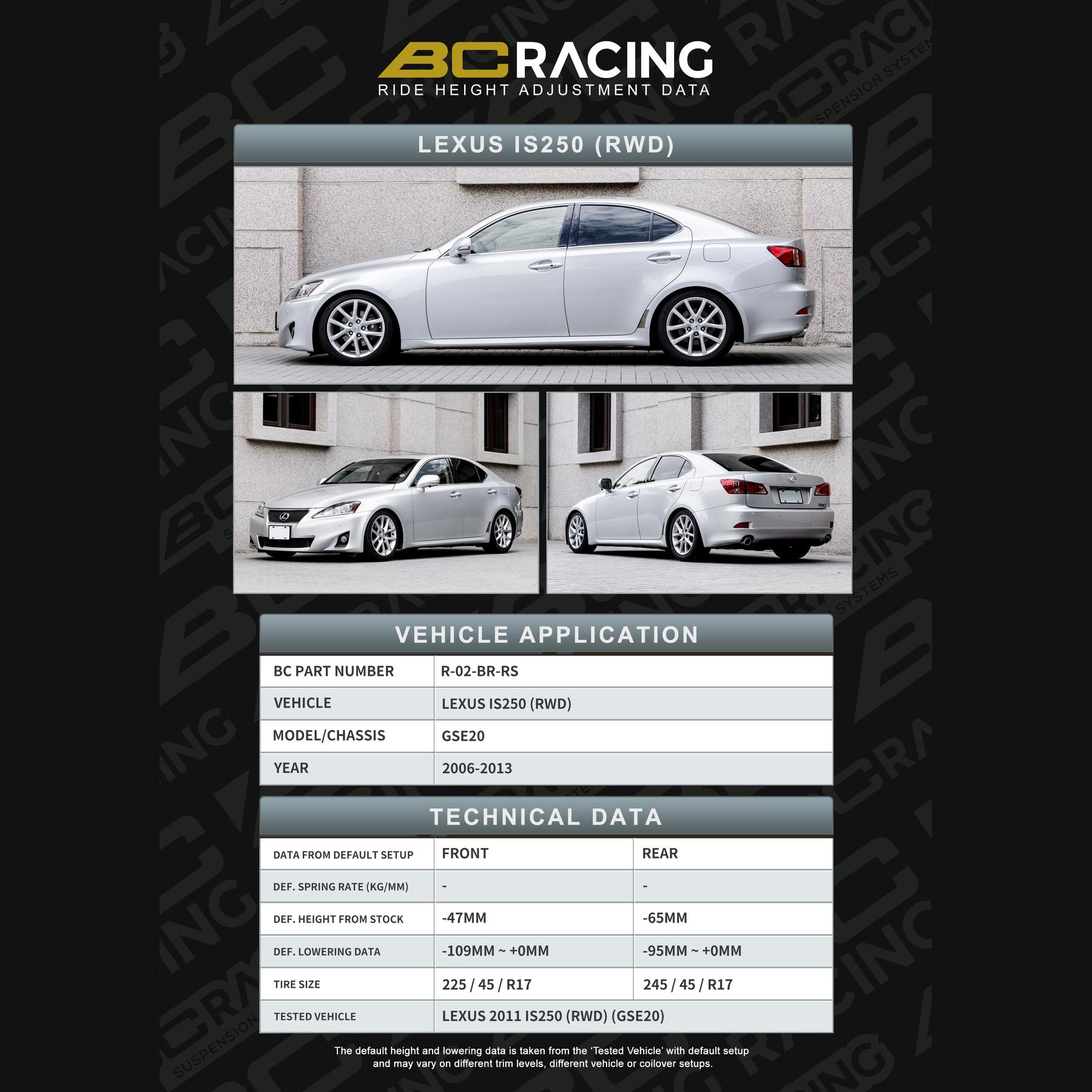 R 02 br rs lexus is 250gs300 vehicle lowering data r 02 br rs