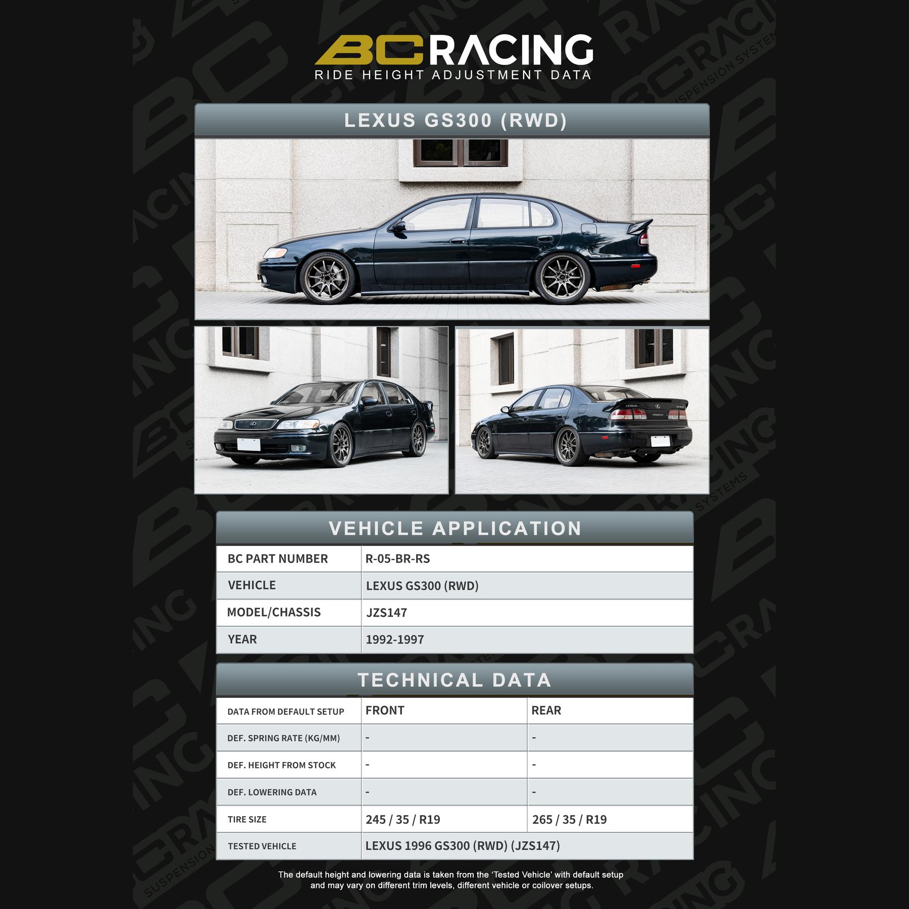 R 05 br rs lexus gs 300 vehicle lowering data r 05 br rs