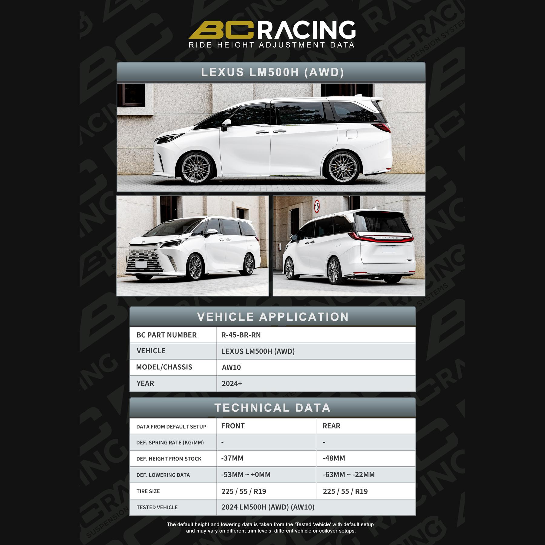 R 45 br rn lexus lm 500h awd vehicle lowering data r 45 br rn