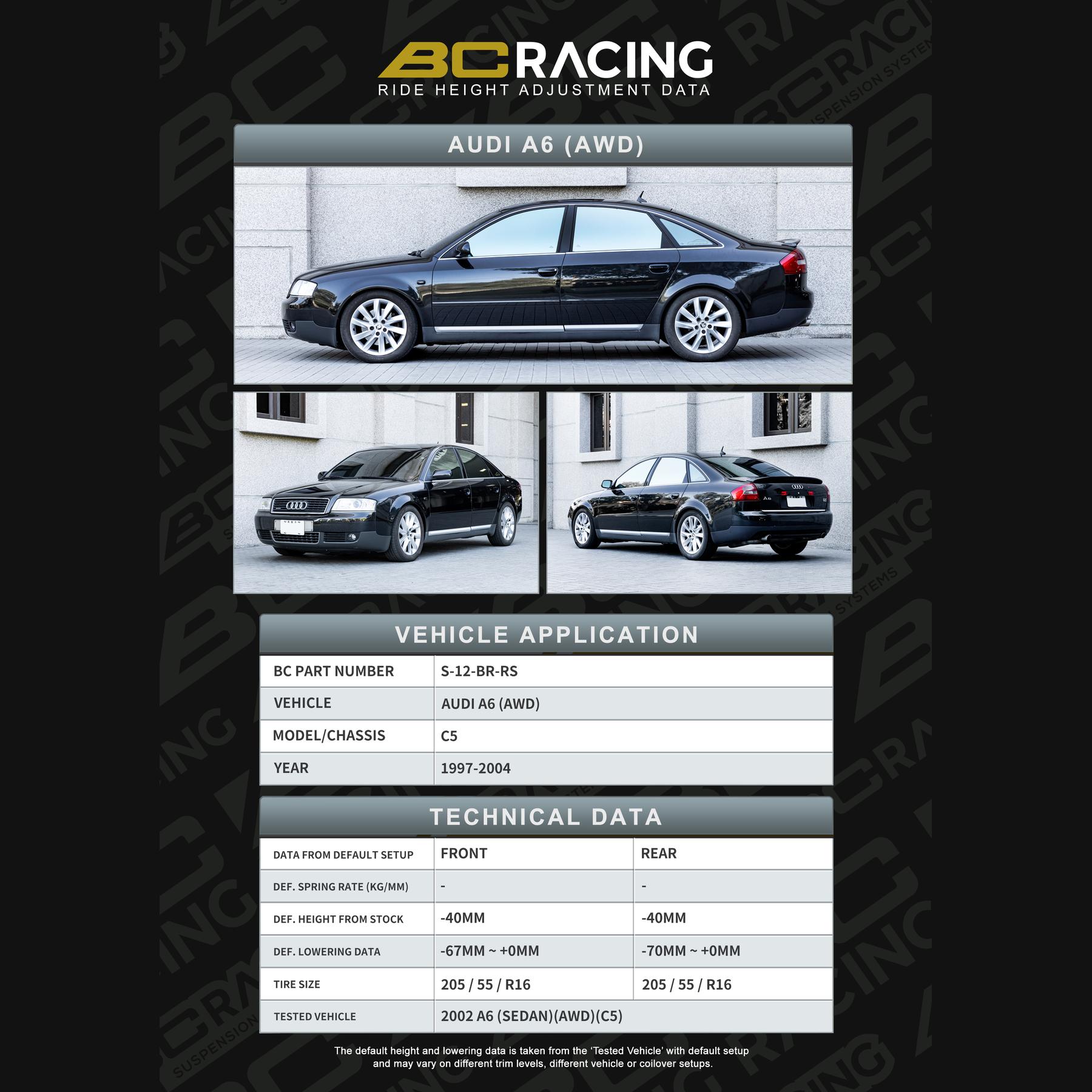 S 12 br rs audi a6 awd vehicle lowering data s 12 br rs