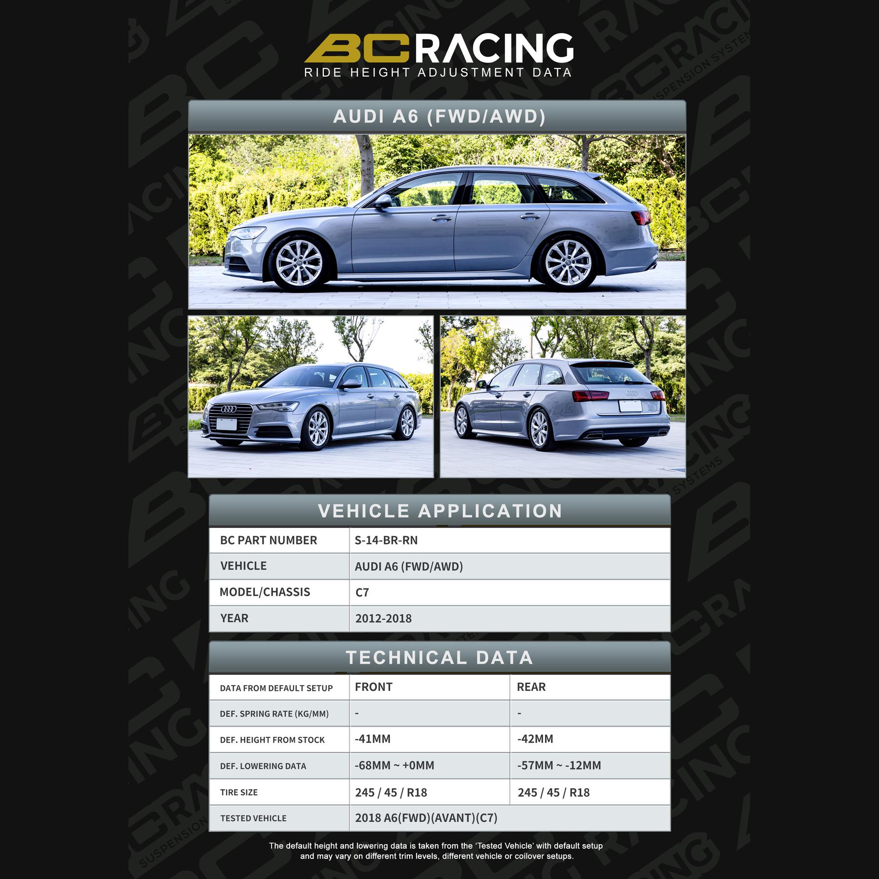 S 14 br rn audi a6 2wdawd vehicle lowering data s 14 br rn