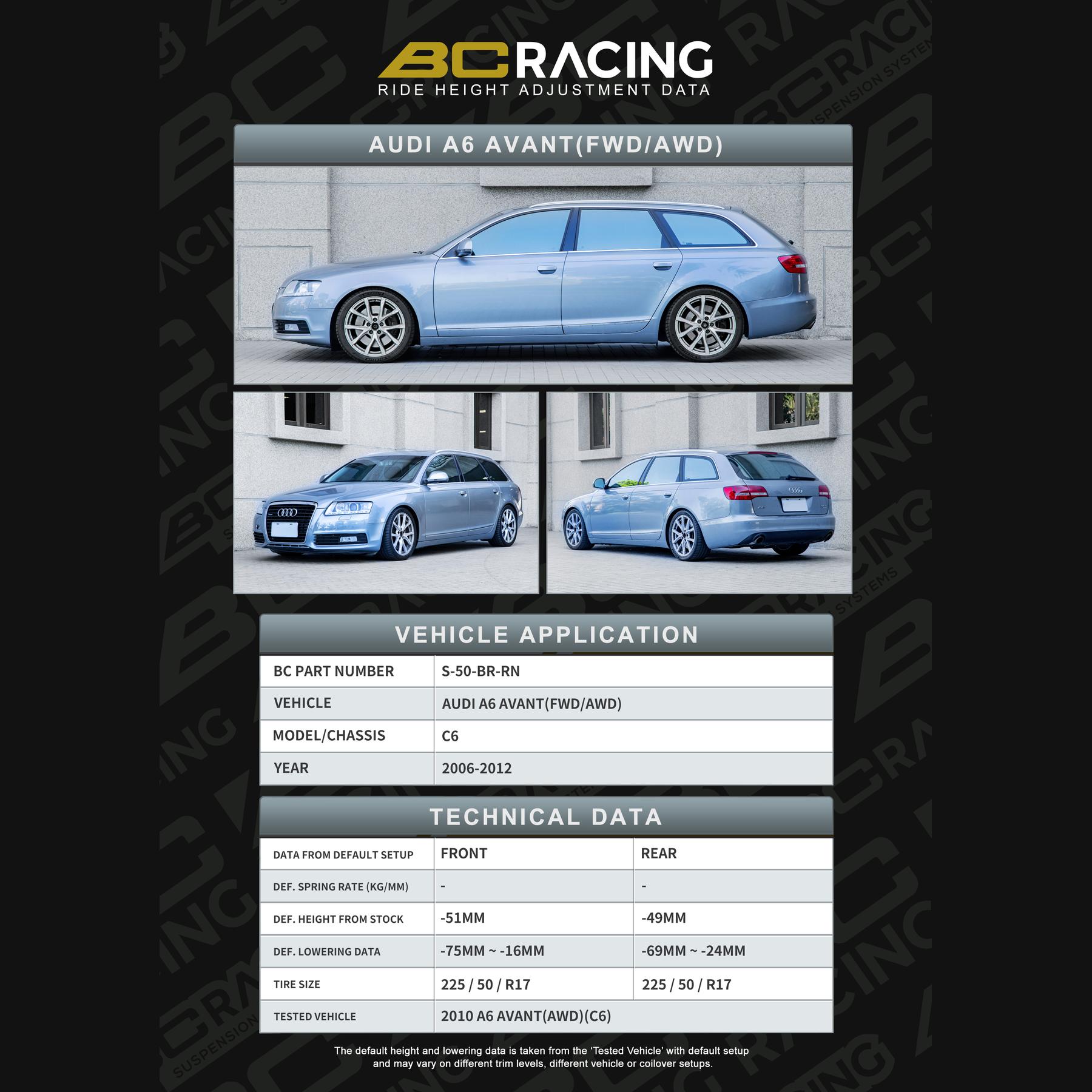 S 50 br rn audi a6 avant fwdawd vehicle lowering data s 50 br rn