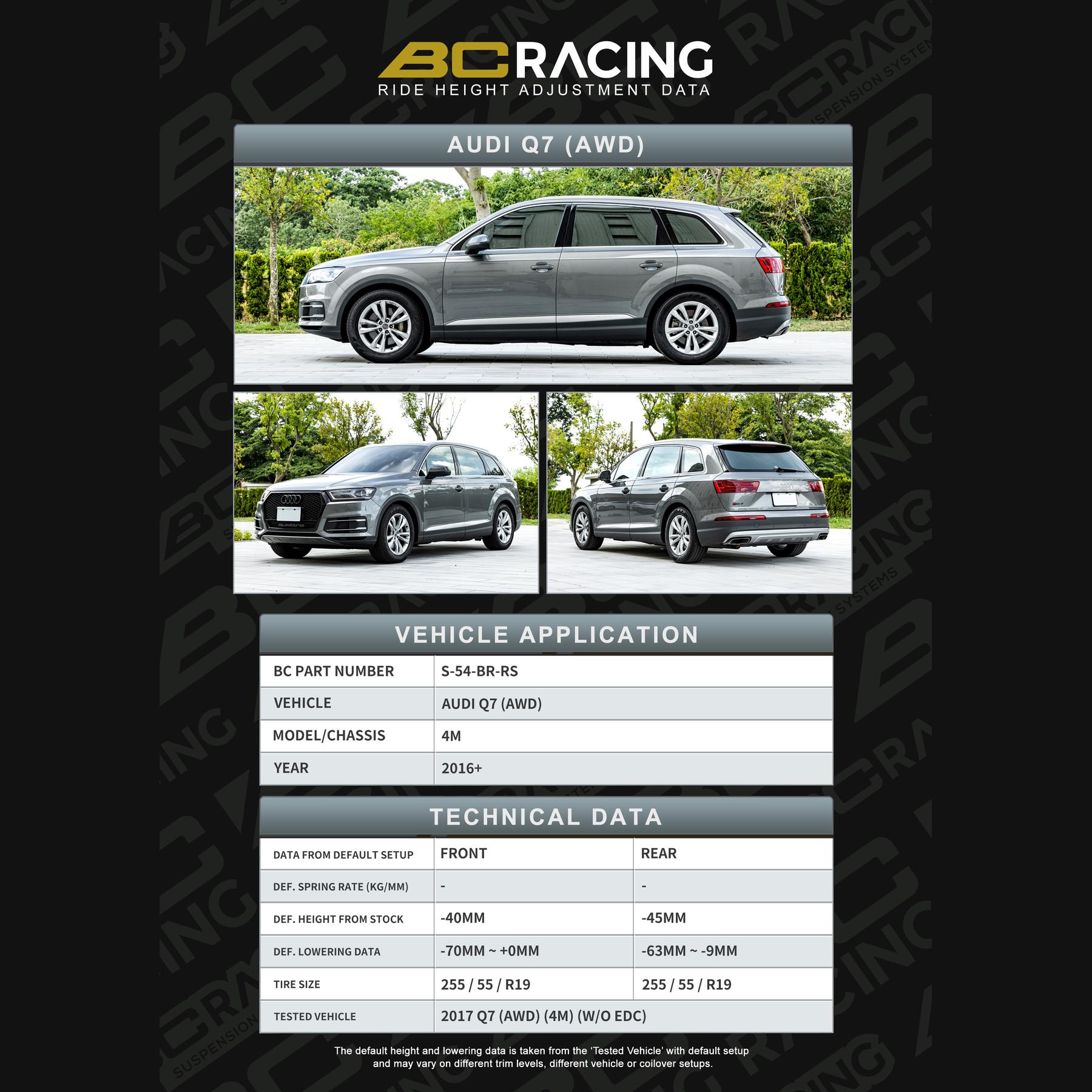 S 54 br rs audi q7 wo edc awd vehicle lowering data s 54 br rs