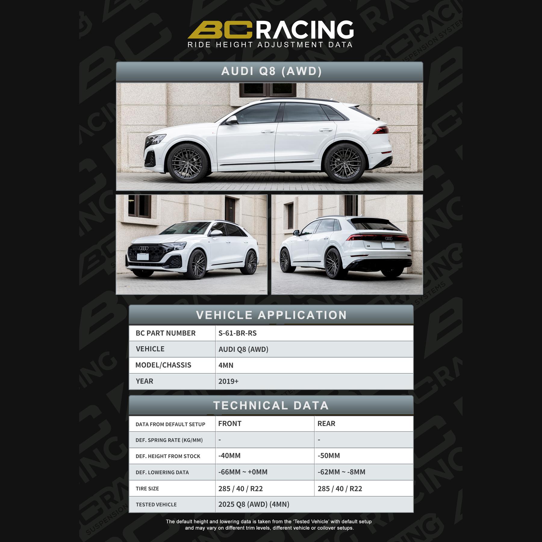 S 61 br rs data audi q8 awd vehicle lowering data s 61 br rs