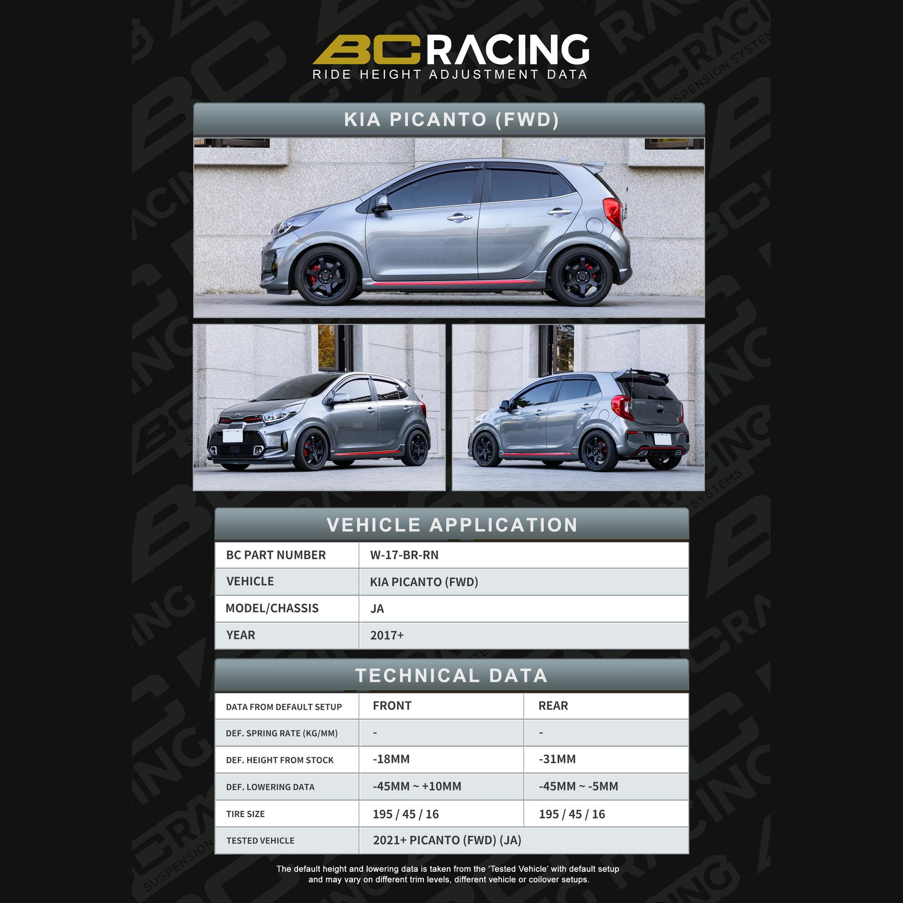 W 17 br rn kia picanto fwd vehicle lowering data w 17 br rn