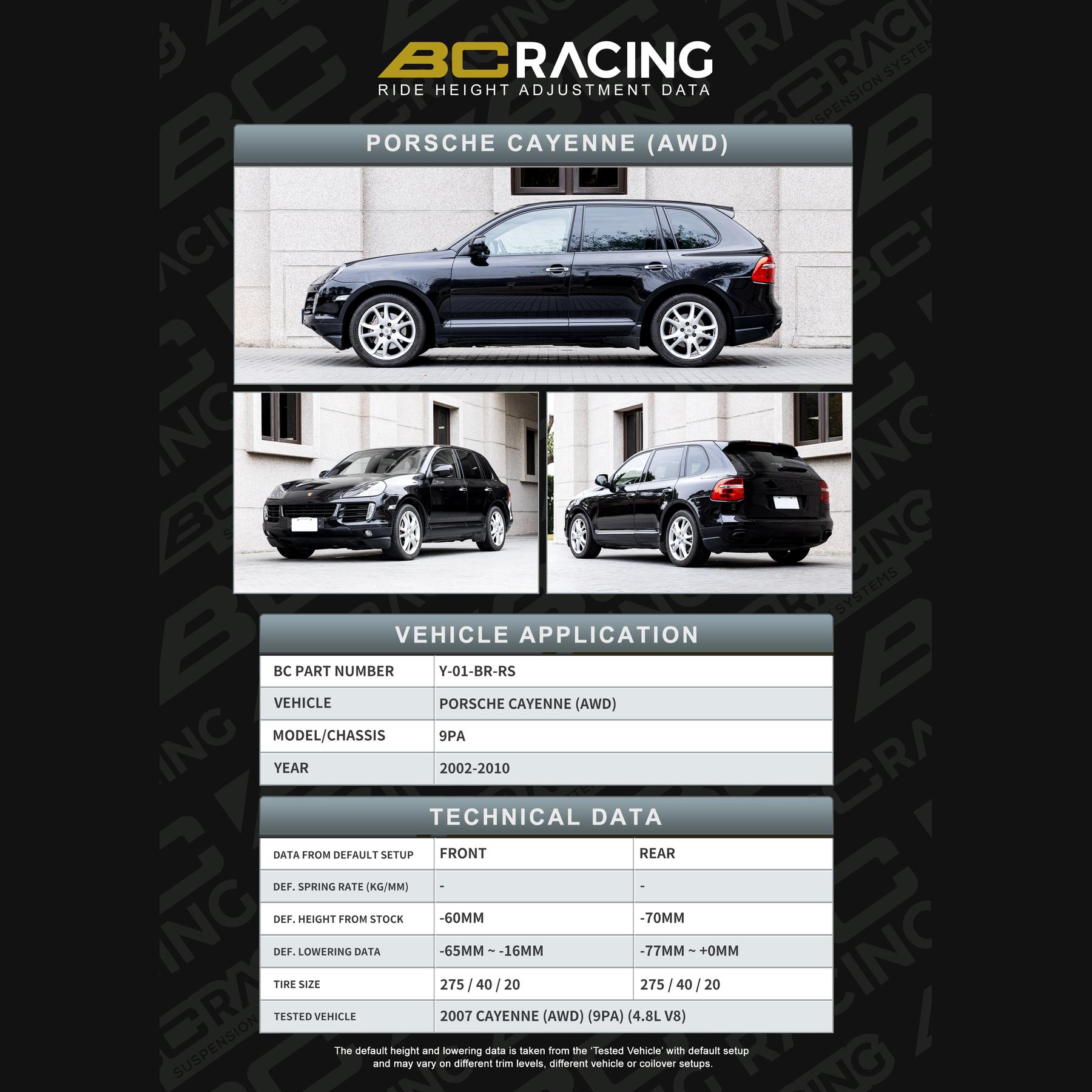 Y 01 br rs data porsche cayenne use h 17 vehicle lowering data y 01 br rs