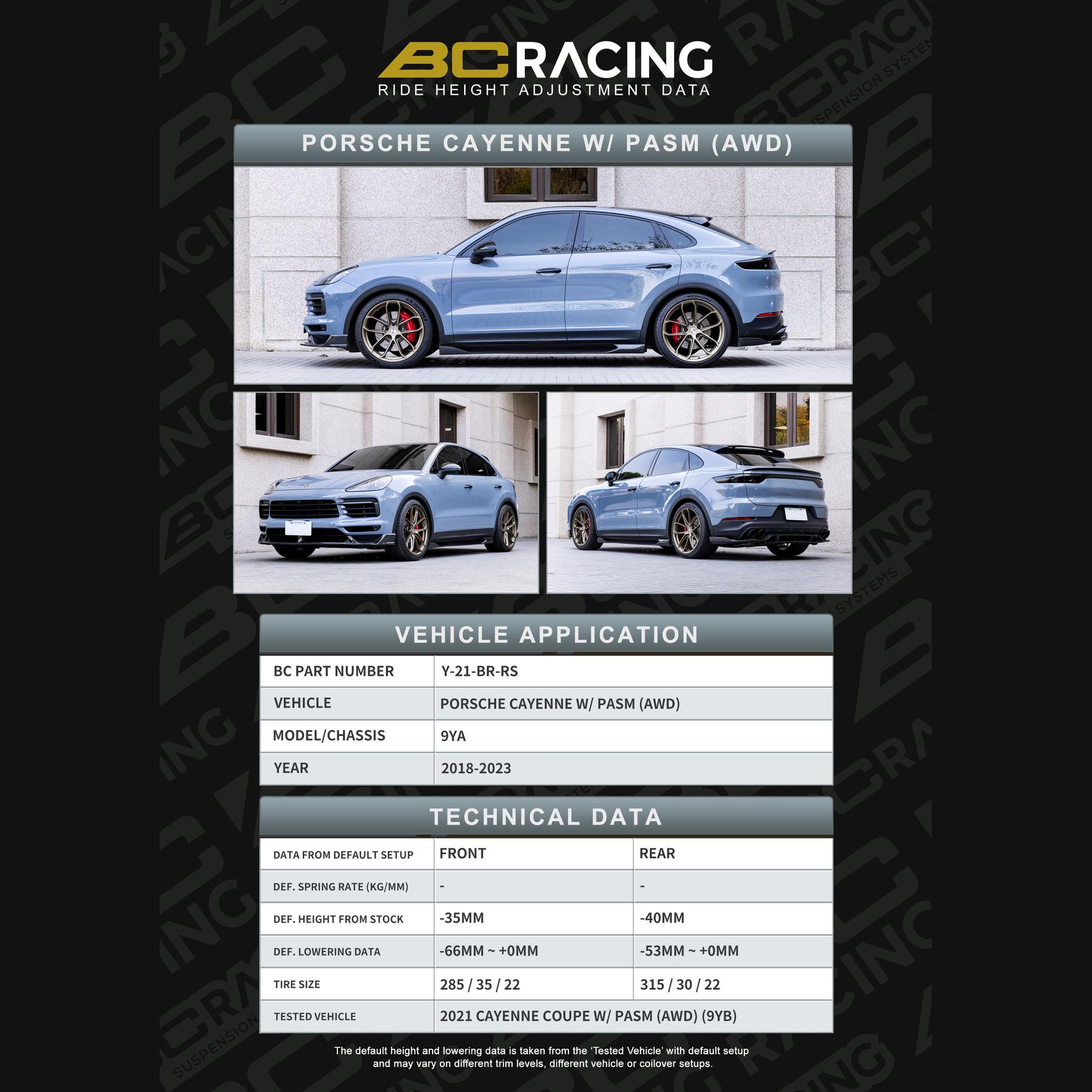 Y 21 br rs data 1 porsche cayenne coupe w pasm awd vehicle lowering data y 21 br rs