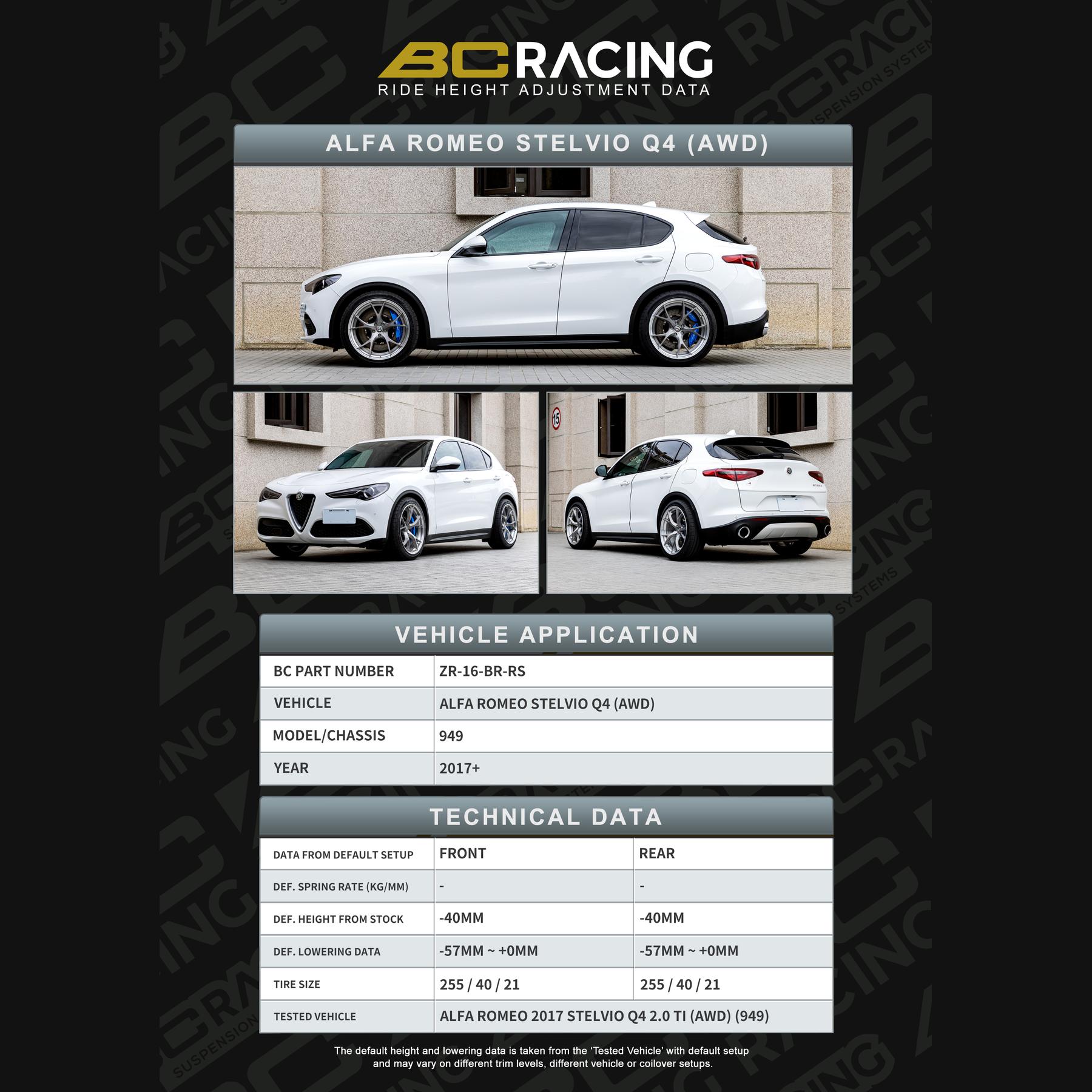 Zr 16 br rs data alfa romeo stelvio q4 awd vehicle lowering data zr 16 br rs